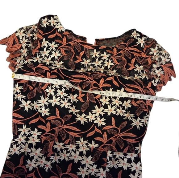 Aidan Mattox Floral Embroidered Lace Column Dress Long Gown Pink Black Size 4 - Picture 7 of 11